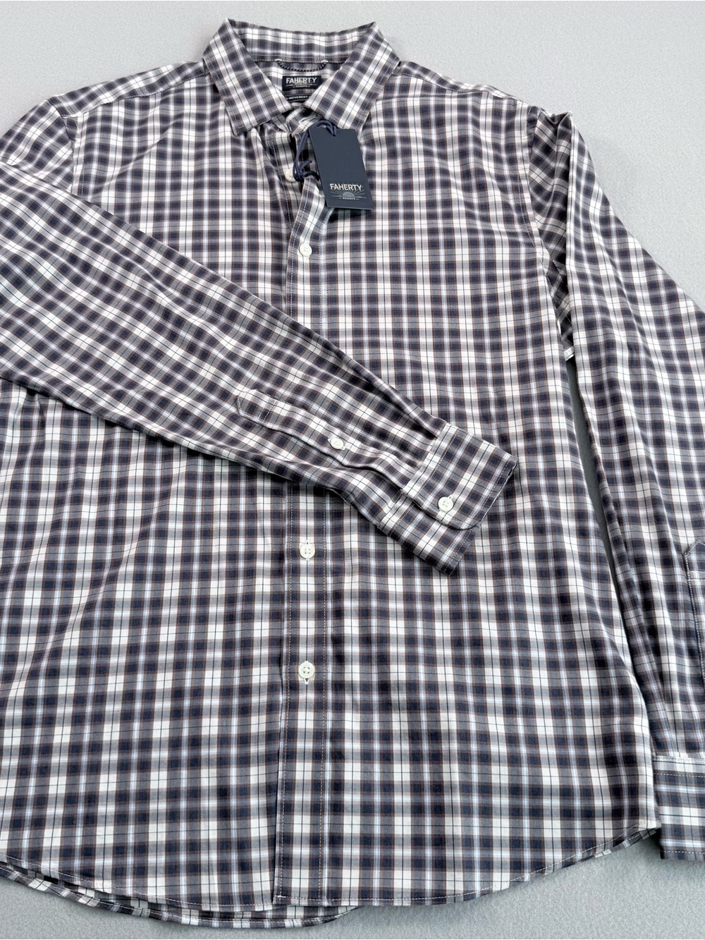Faherty Reserve Movement Shirt Grey Plaid Button Down Mens Medium NWT